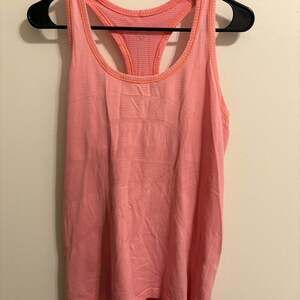 Lululemon Salute the Sun Singlet Heathered Flare Pink Stripe Tank Top